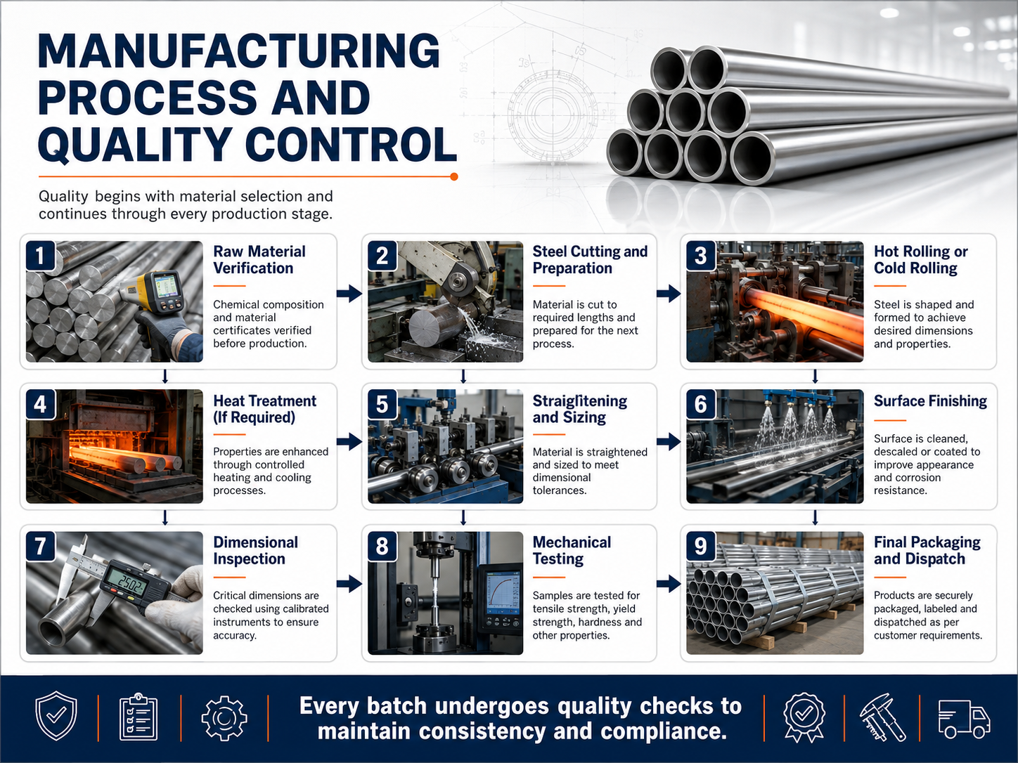 Manufacturing process and quality control ST35 Round Bars