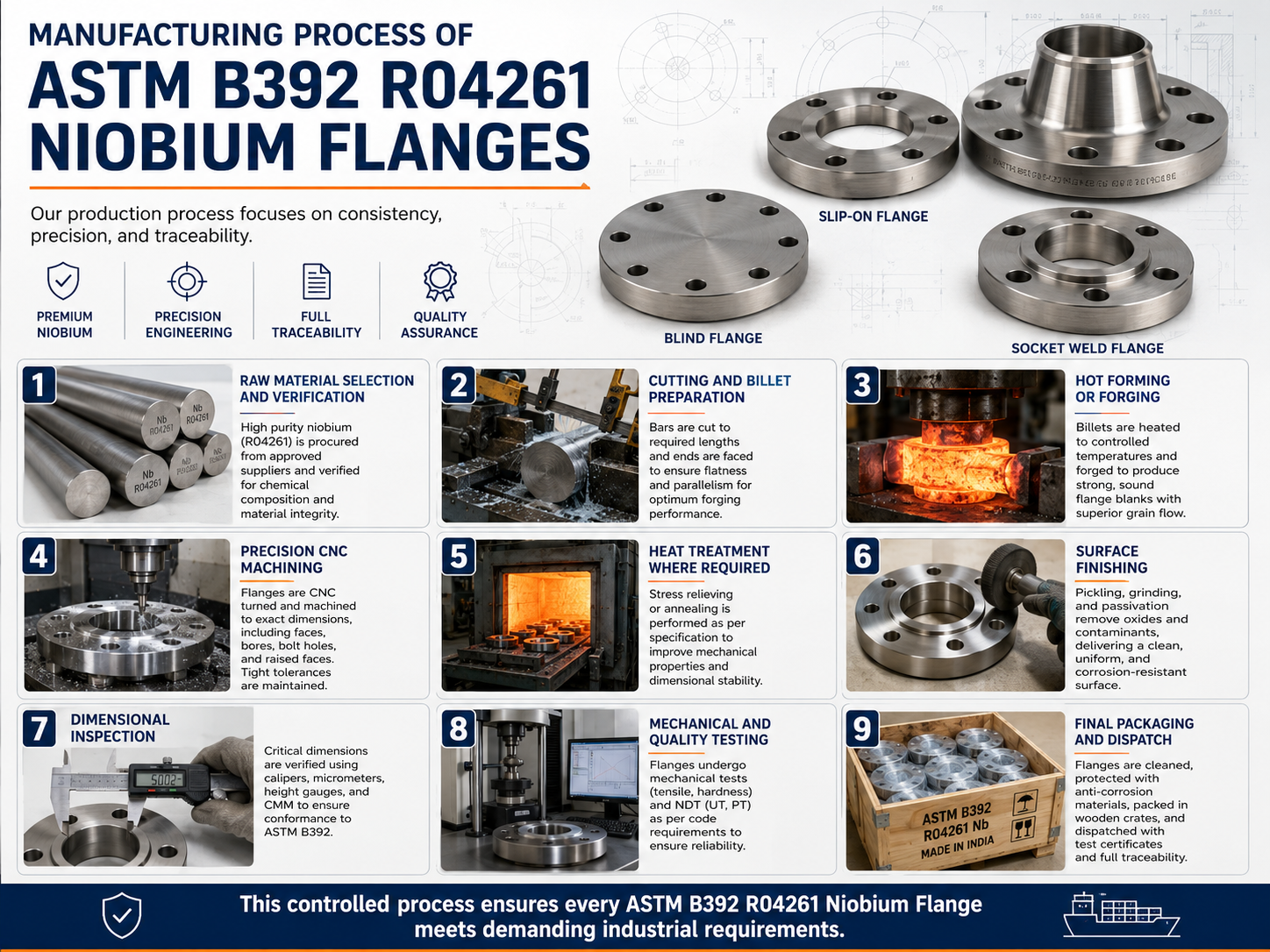 Manufacturing Process of ASTM B392 R04261 Niobium Flanges