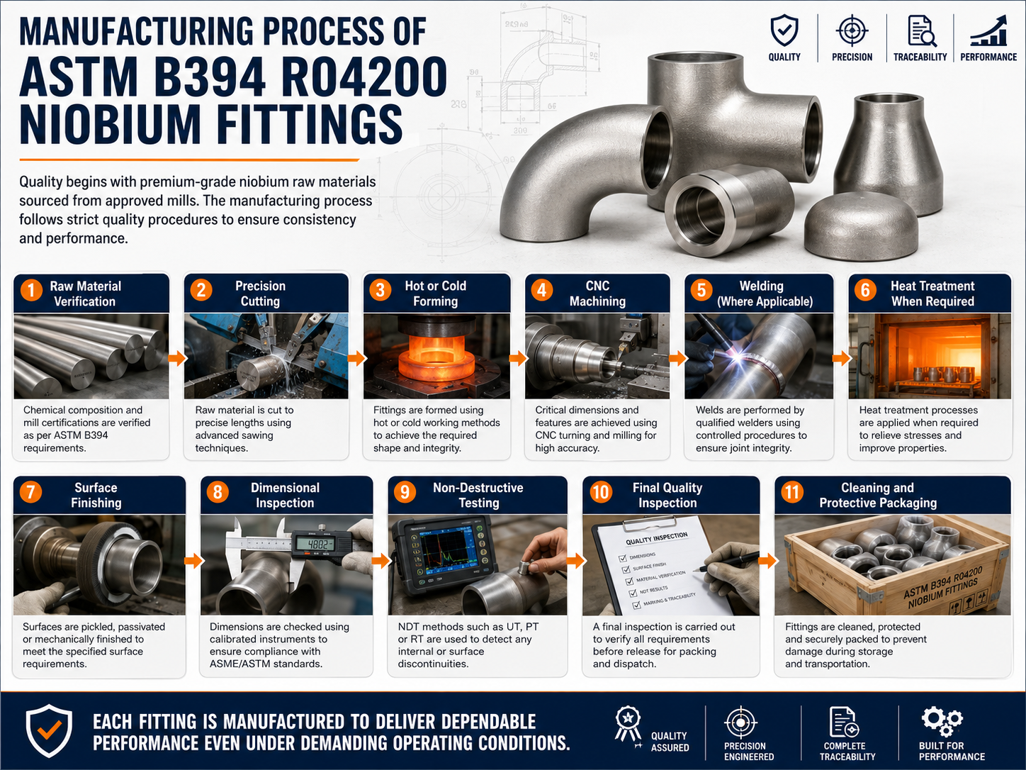 Manufacturing Process of ASTM B394 R04200 Niobium Fittings