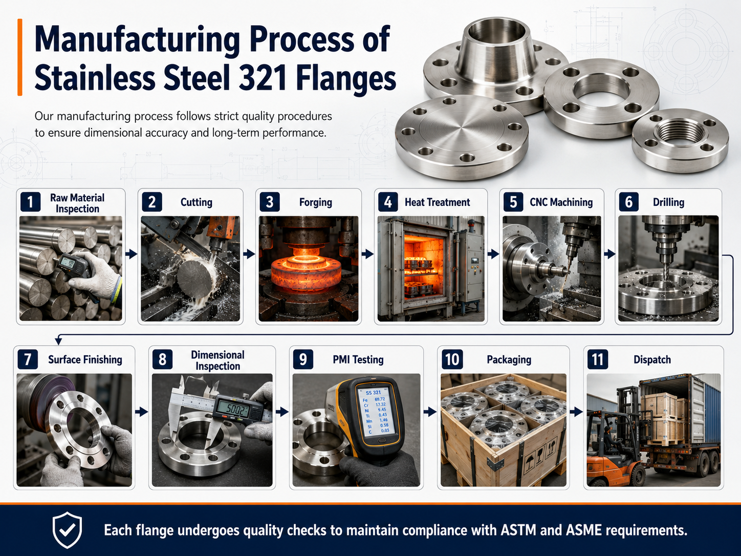 Manufacturing Process of Stainless Steel 321 Flanges