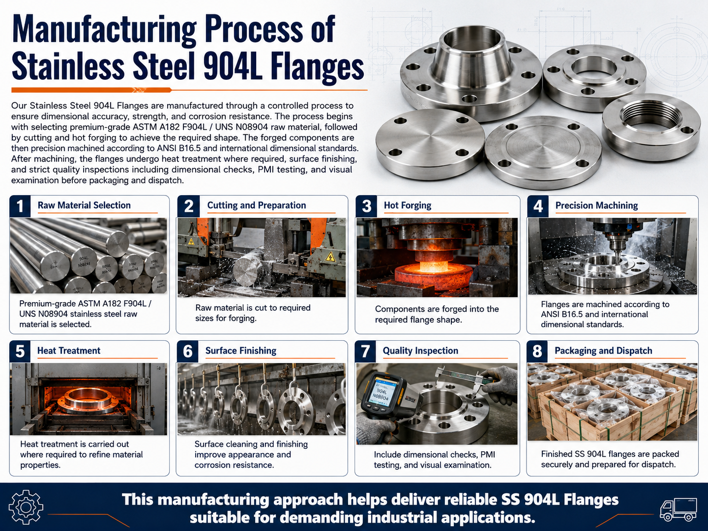 Manufacturing Process of Stainless Steel 904L Flanges
